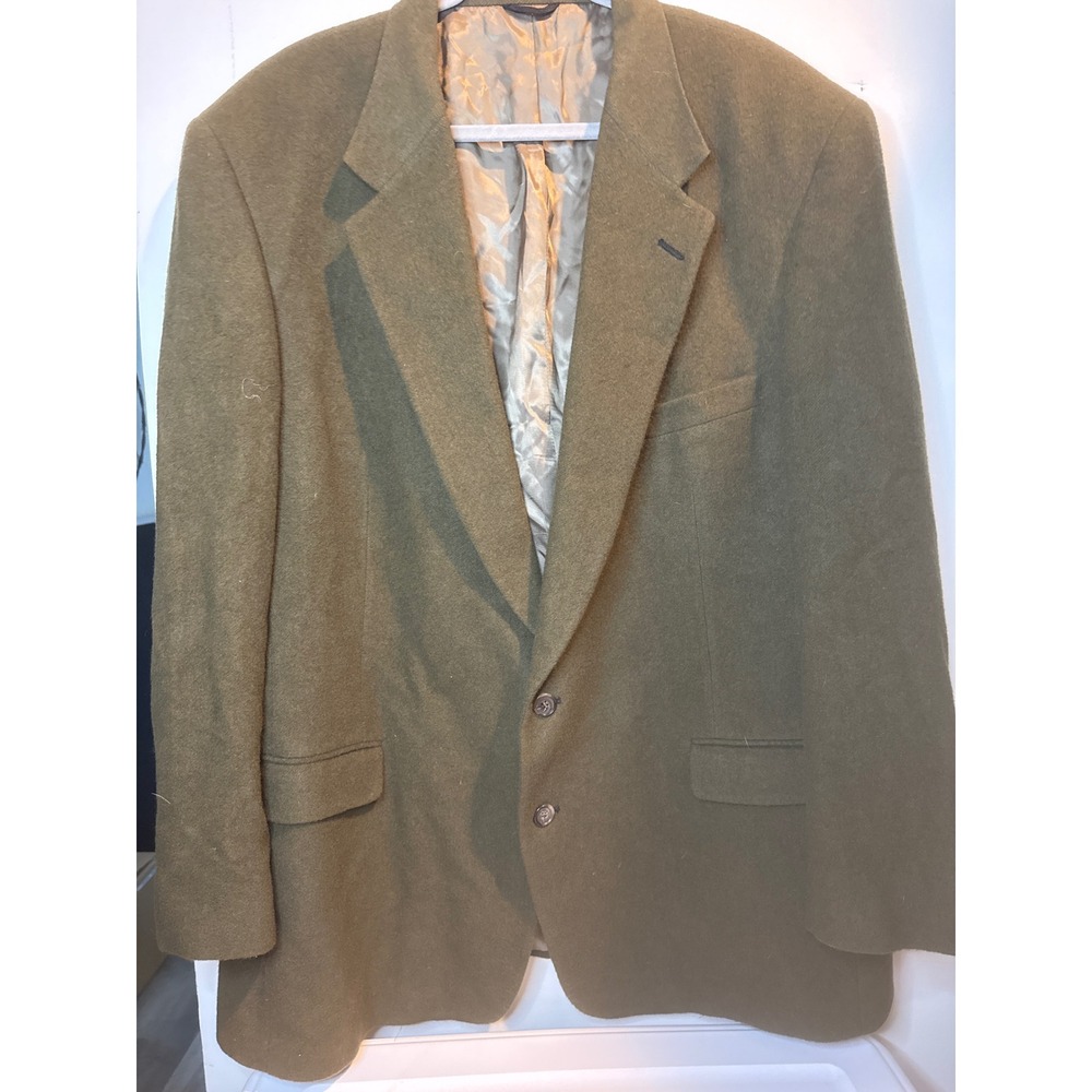 Roundtree & Yorke Mens Olive Green 100% Camel Hair Blazer Sport Coat Made in USA